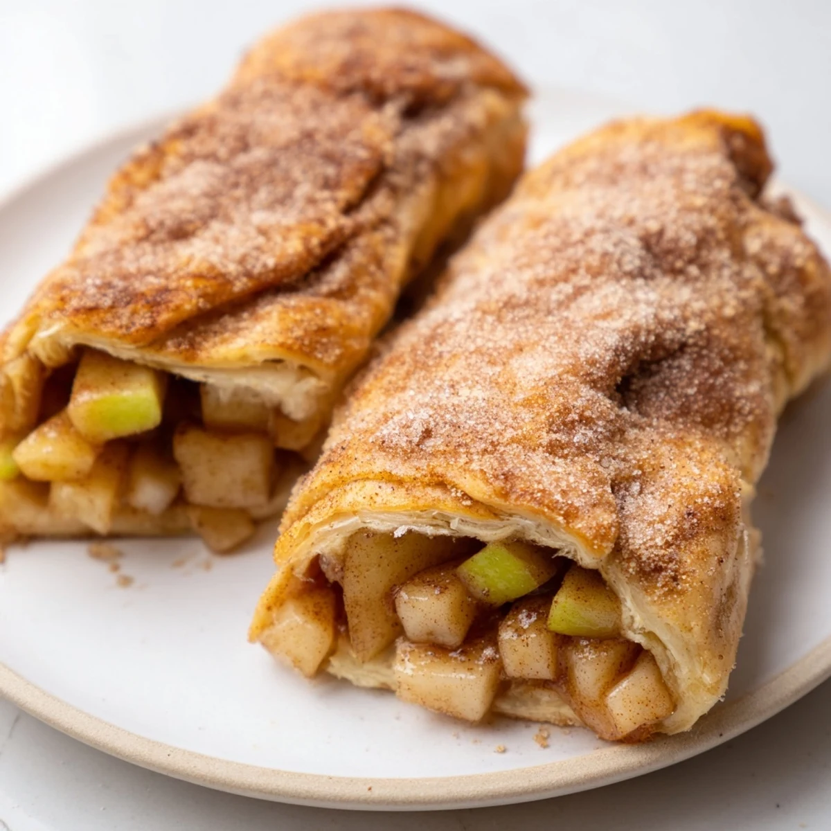 Warm and inviting German apple fritter rolls, golden brown with a cinnamon sugar sparkle.