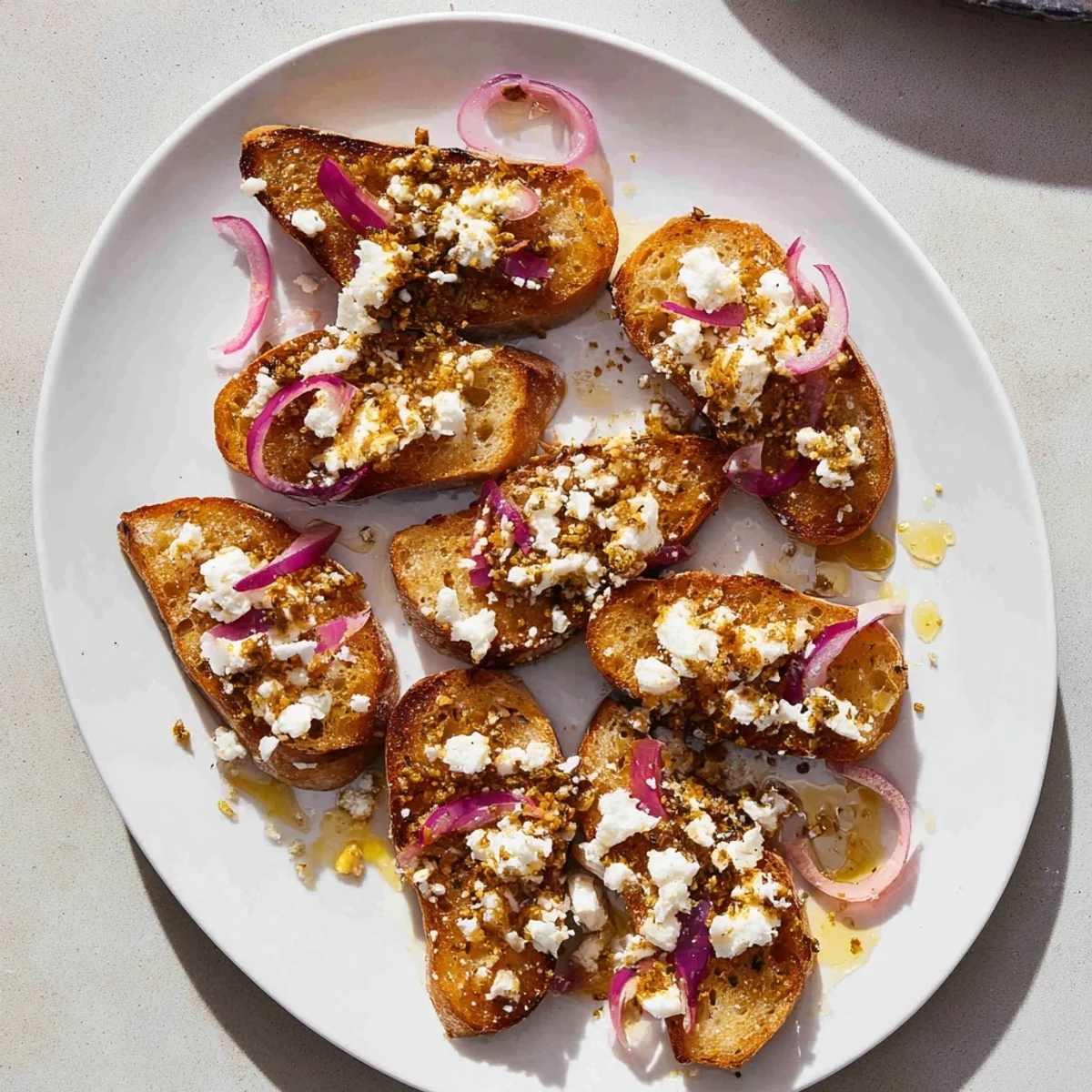 Delicious Warm Beet & Caraway Seed Salad, served with golden toasted rye breadcrumbs and creamy feta.
