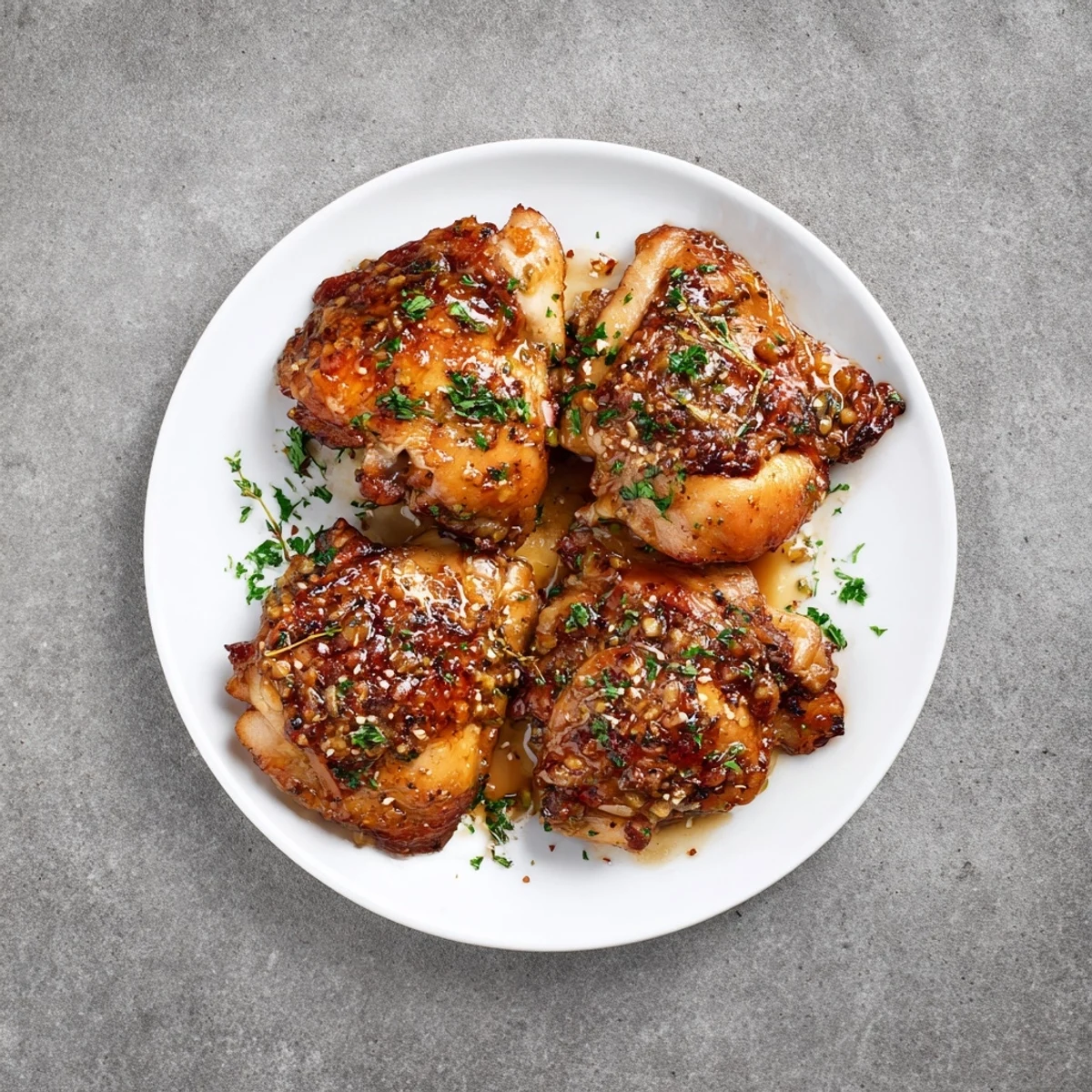 Golden-skinned Bavarian Sweet Mustard Chicken, glistening with flavorful glaze, ready to serve with parsley.