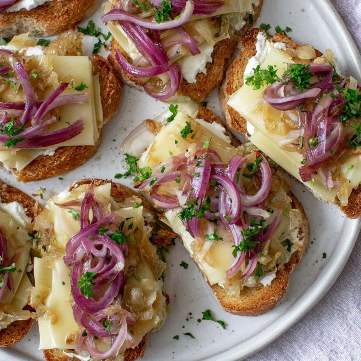 A close-up view shows golden, baked Savory Maultaschen Flatbread with caramelized onions, ready to serve.