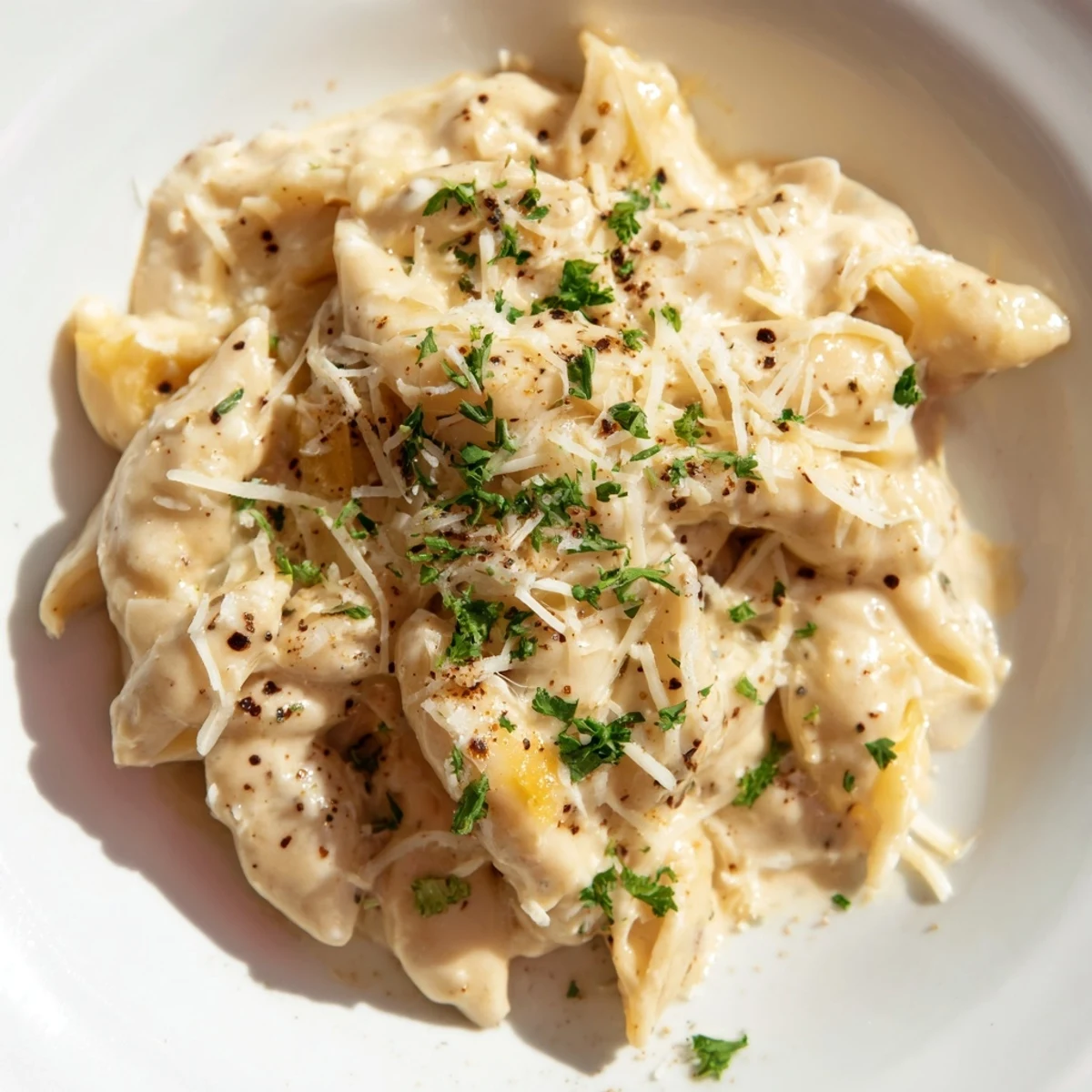 Creamy High-Protein Mac & Cheese, bubbling on the stove, ready for a satisfying, cheesy meal.