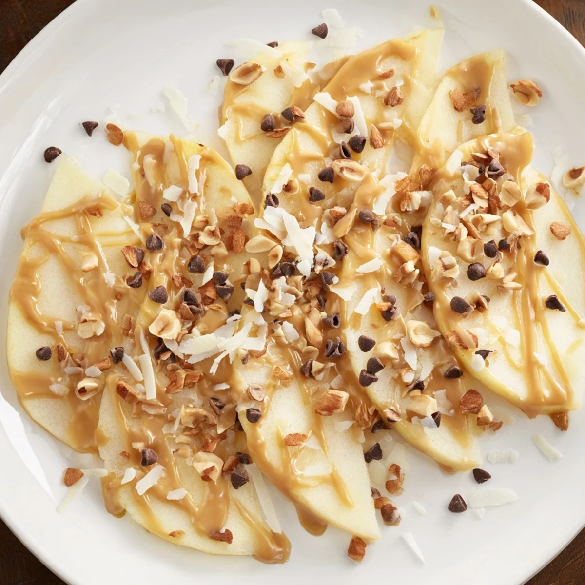 Sweet honey drizzled over the creamy peanut butter and fresh apple in the Peanut Butter Apple Nachos.