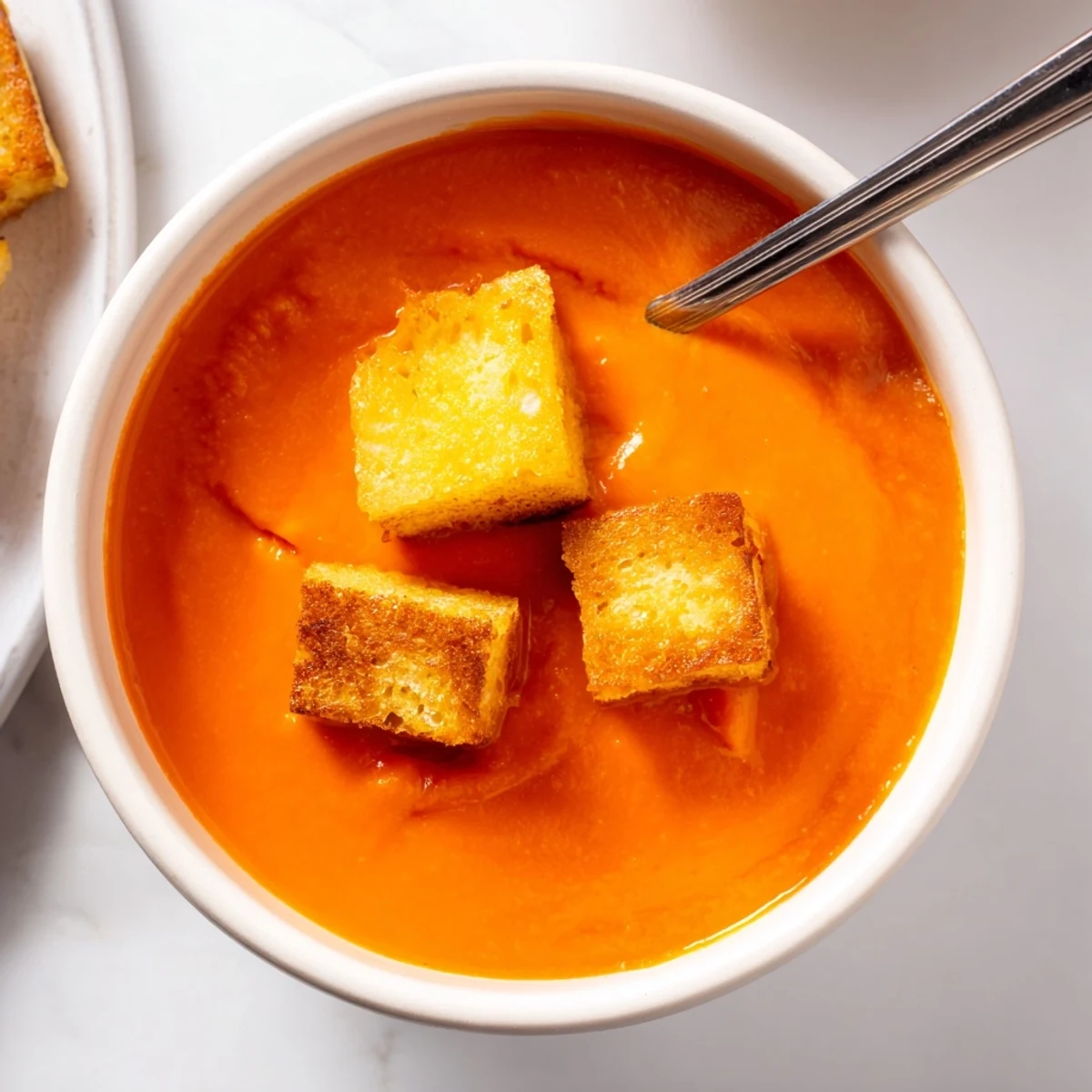 Geröstete Tomatensuppe mit Käsekrüstchen