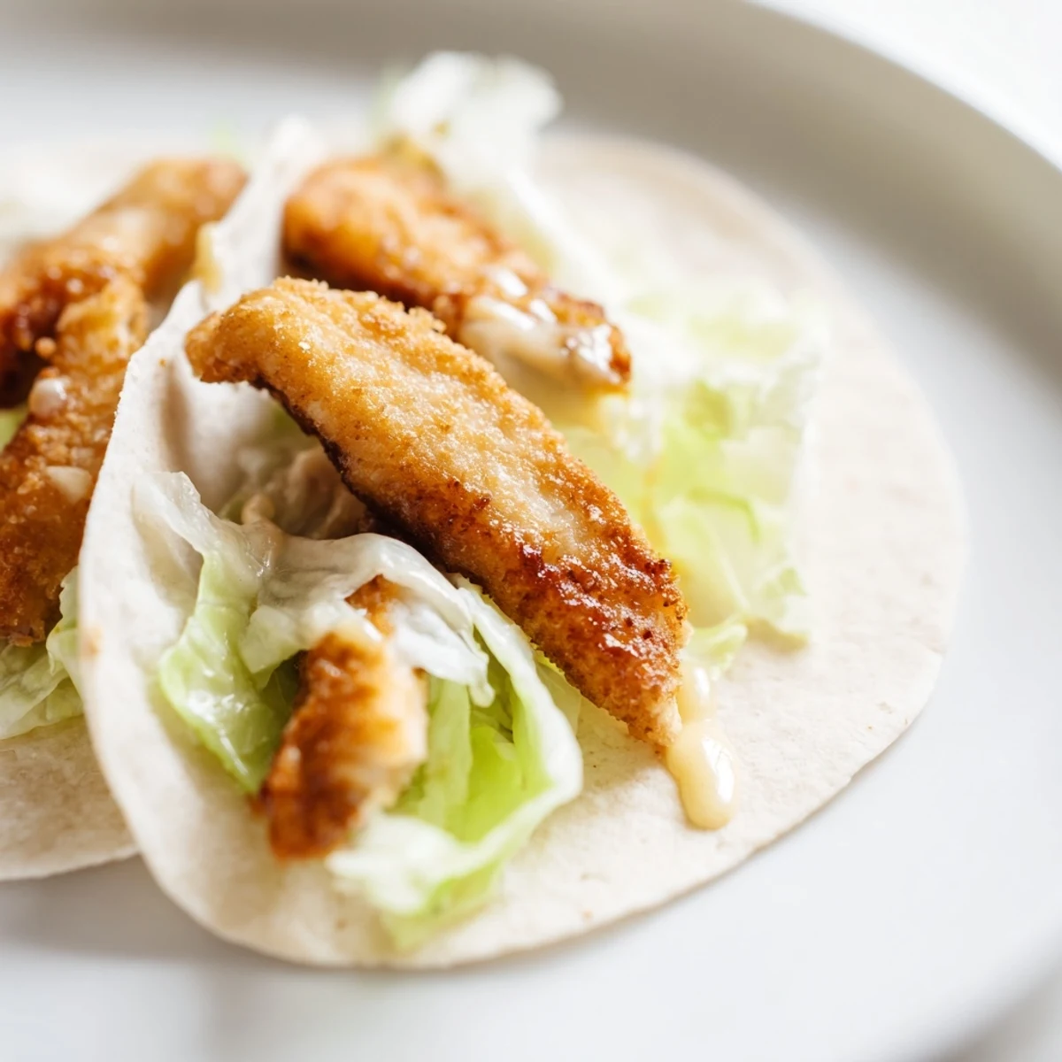Frisch gerollte Hähnchen-Wraps mit knusprigem Salat, roten Zwiebeln und einer würzigen Honig-Senf-Dressing, serviert auf einer rustikalen Holzplatte.