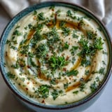 Geröstete Rübensuppe mit Petersilie, Schnittlauch und Dill als warmer Mittagsteller.
