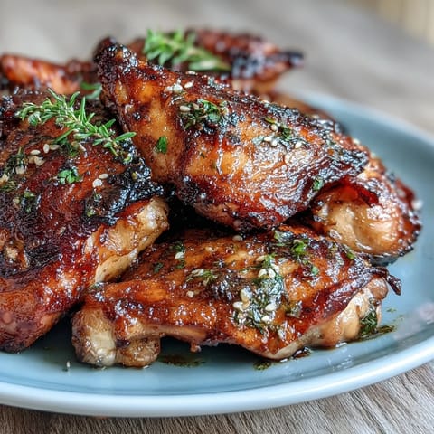 Saftige Hähnchenschenkel in einer süß-würzigen Honig-Knoblauch-Sauce, perfekt für ein schnelles Familienessen.  