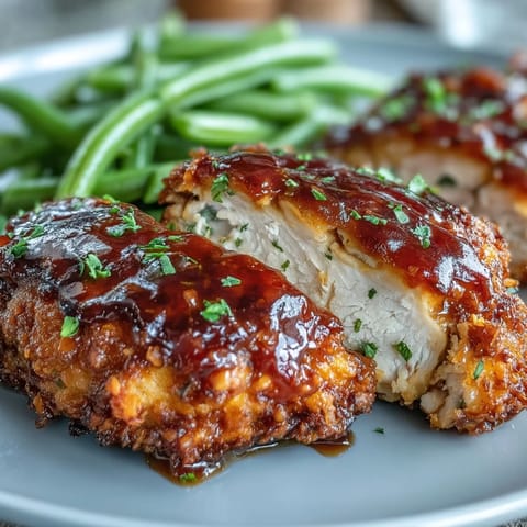 Honig-Senf Huhn mit Bohnen