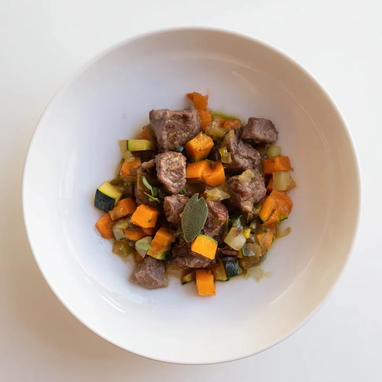Close-up of a Sweet Lamb Platter for Baby, highlighting soft lamb and colorful vegetables.