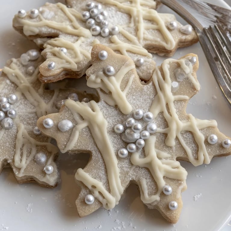 Delicate snowflake cookies from a Winter Snowflake Platter, ready to be served on a festive winter table.