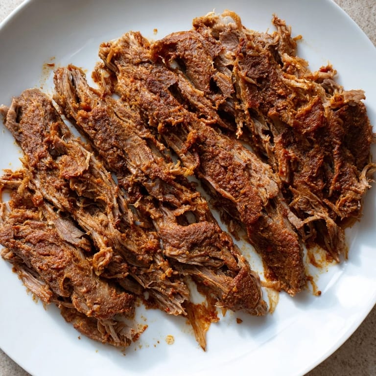 A close-up shot of the savory Omani Shuwa, showcasing the marinated, falling-apart meat in the pan.