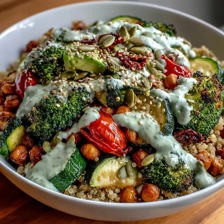 Herzhafte Gemüse und Hülsenfrüchte Schüssel mit Avocado und Kürbiskernen garniert.